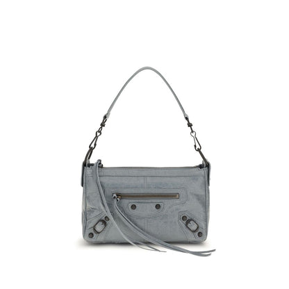 Balenciaga Gray Lamb Leather Le City Moto Mini Handbag