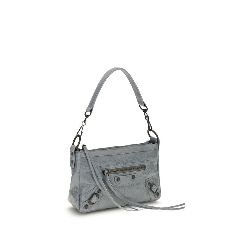 Balenciaga Gray Lamb Leather Le City Moto Mini Handbag