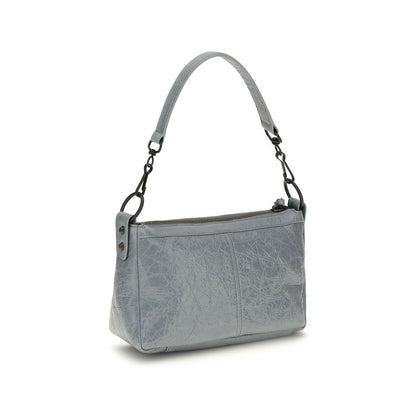 Balenciaga Gray Lamb Leather Le City Moto Mini Handbag