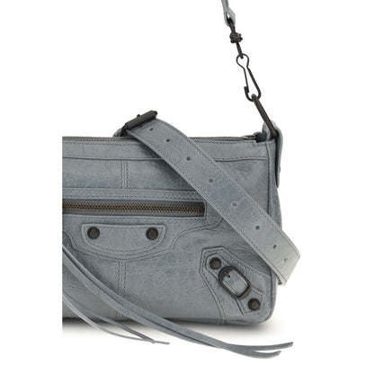 Balenciaga Gray Lamb Leather Le City Moto Mini Handbag