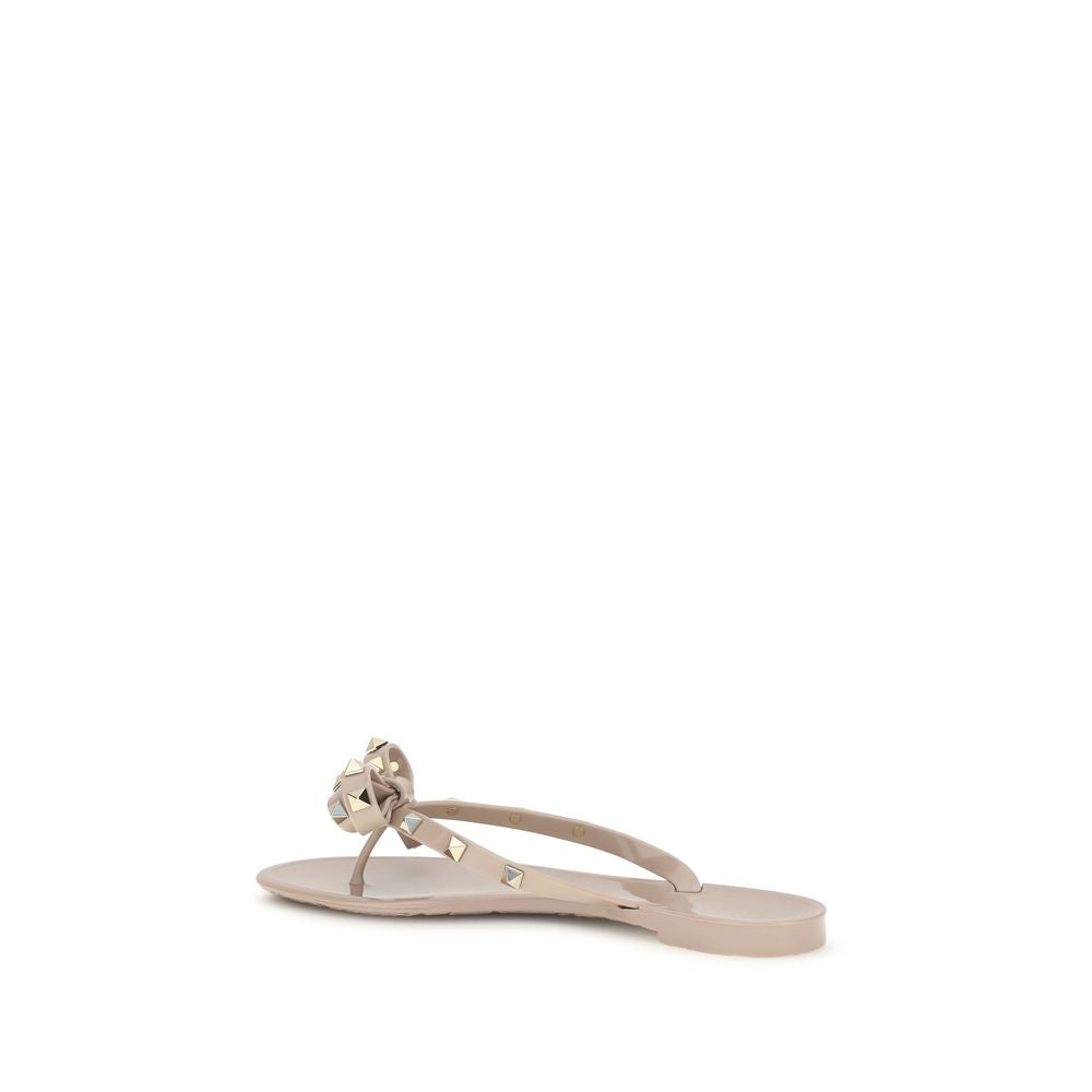 Valentino Garavani Nude Pink Beige Rockstud Flip-Flop Sandals