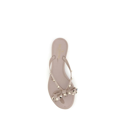 Valentino Garavani Nude Pink Beige Rockstud Flip-Flop Sandals