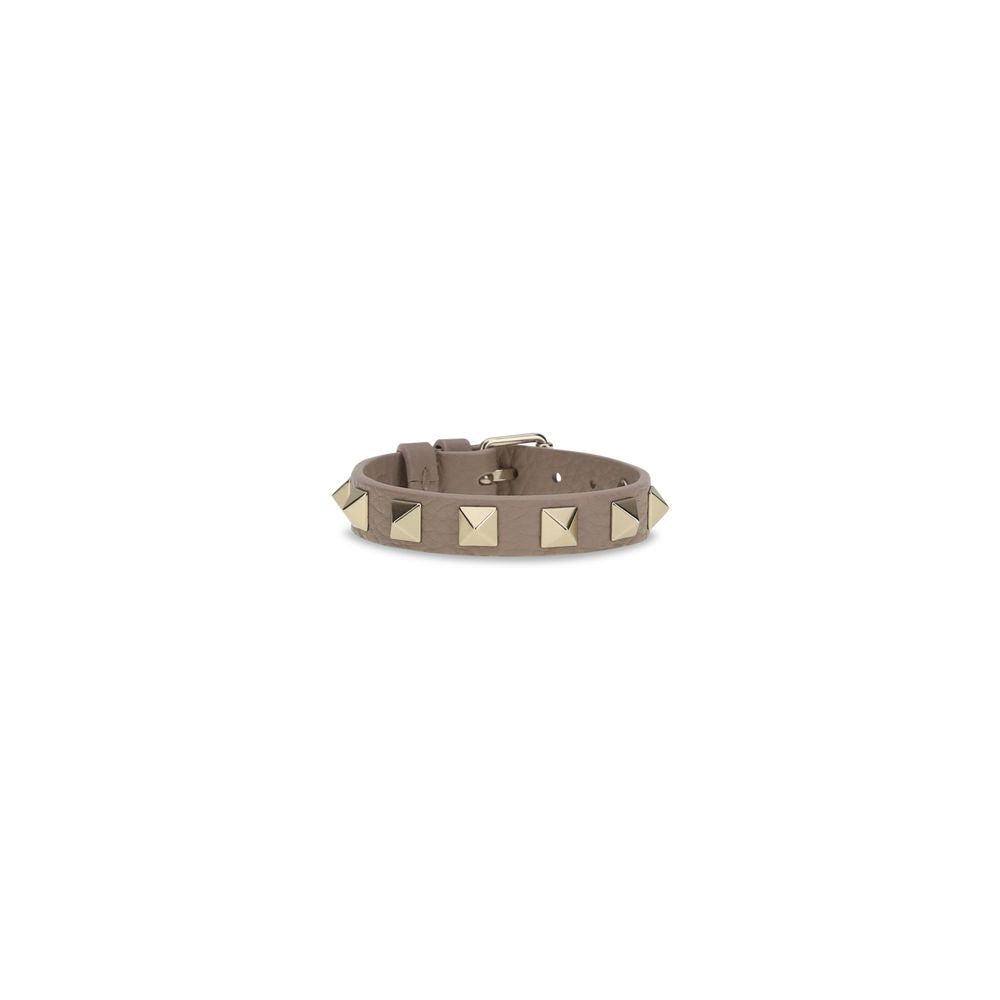 Valentino Garavani Gray Calf Leather Rockstud Bracelet