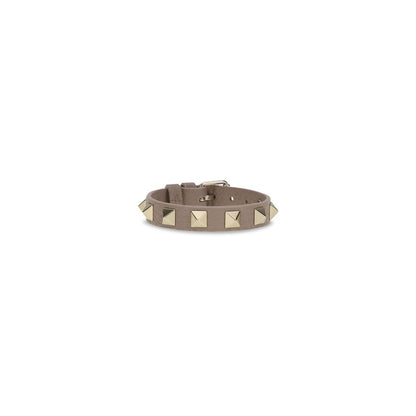 Valentino Garavani Gray Calf Leather Rockstud Bracelet