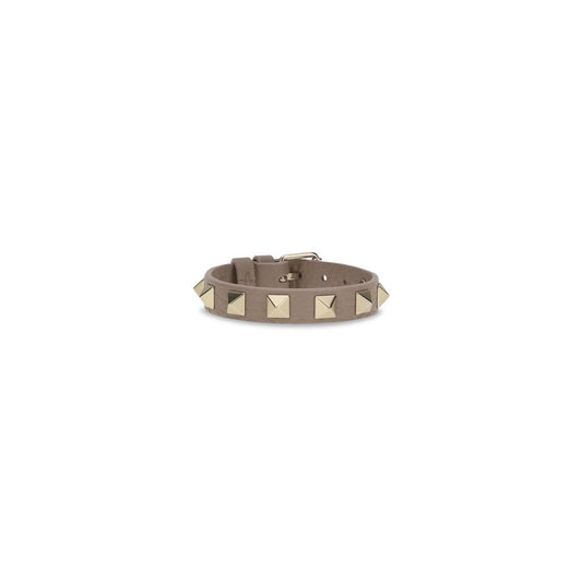 Valentino Garavani Gray Calf Leather Rockstud Bracelet