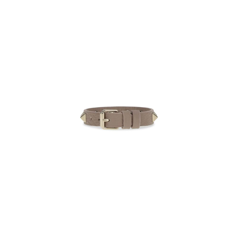 Valentino Garavani Gray Calf Leather Rockstud Bracelet