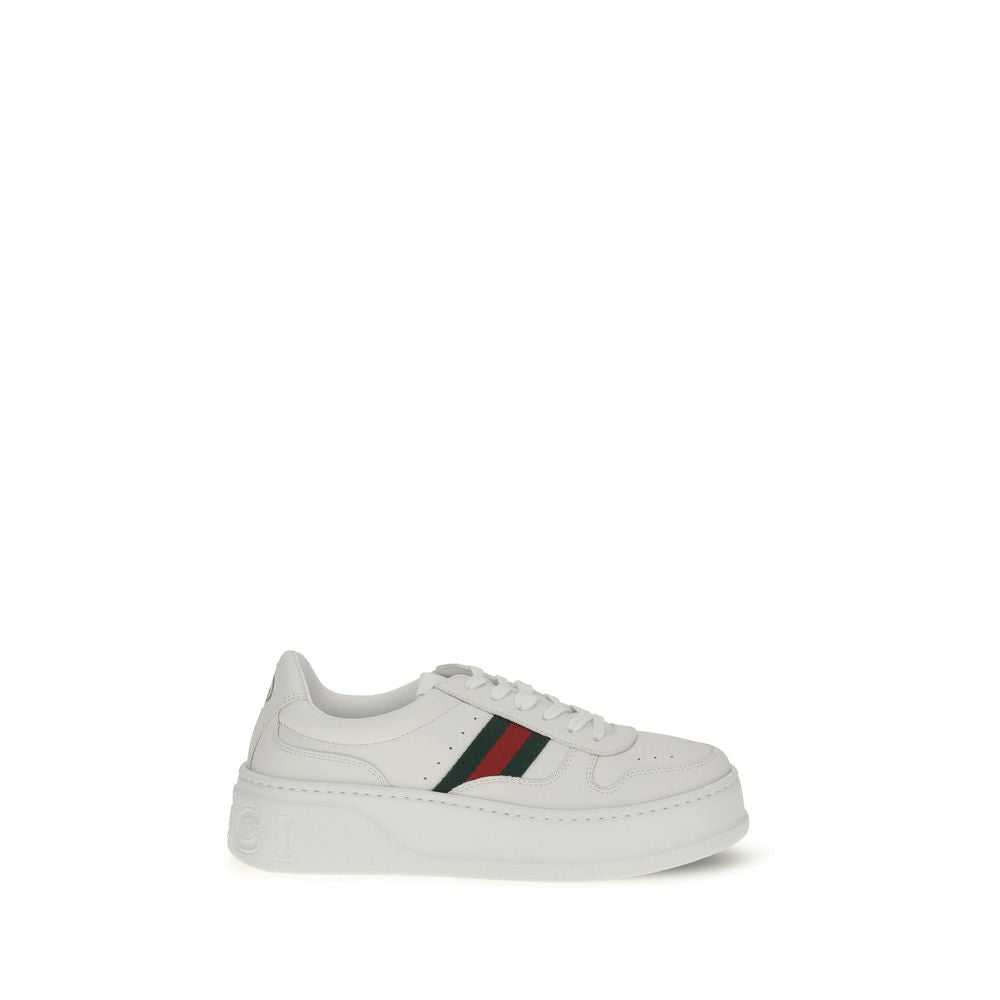 Gucci White Leather Oversized Web Detail Chunky Sneakers for Women