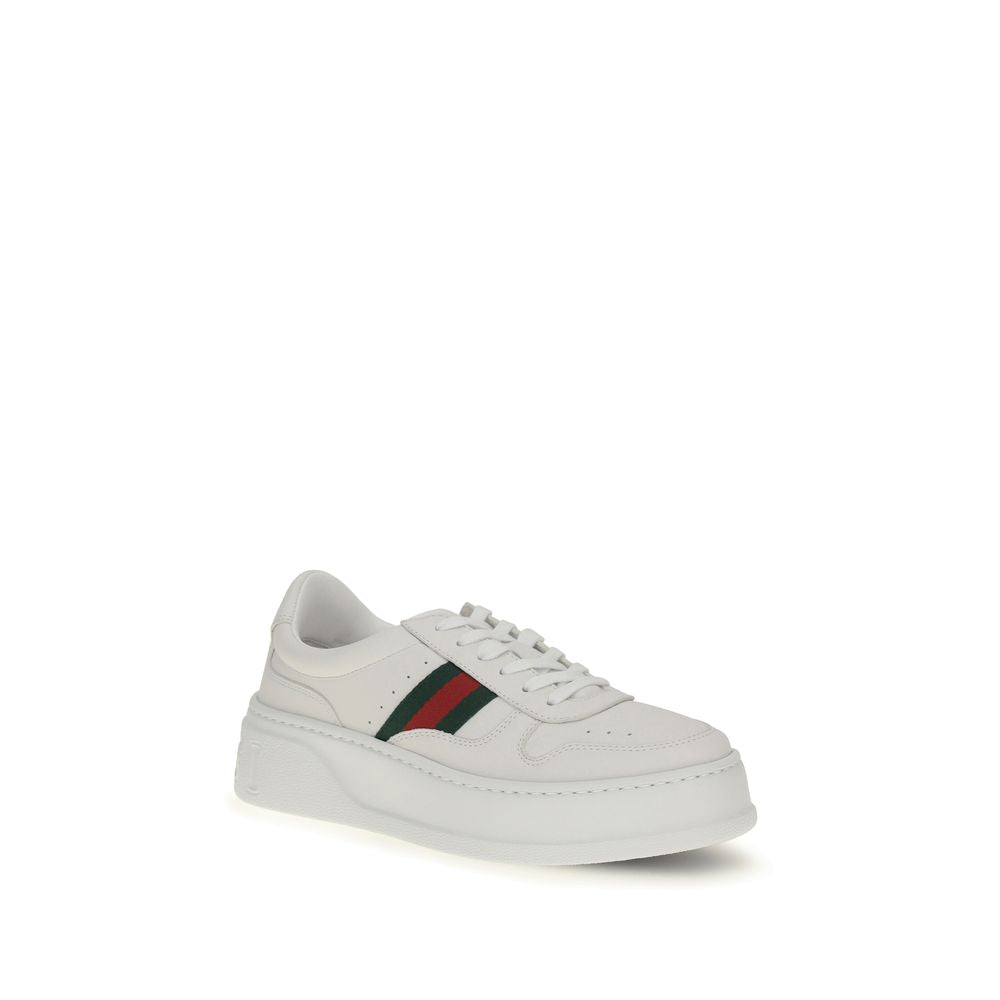 Gucci White Leather Oversized Web Detail Chunky Sneakers for Women