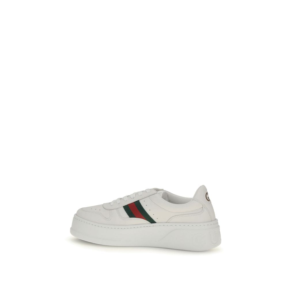 Gucci White Leather Oversized Web Detail Chunky Sneakers for Women