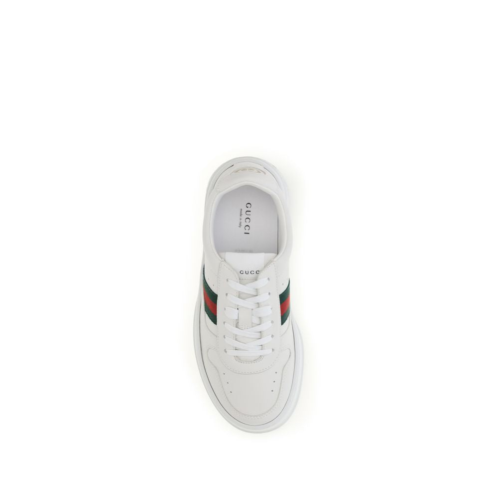 Gucci White Leather Oversized Web Detail Chunky Sneakers for Women