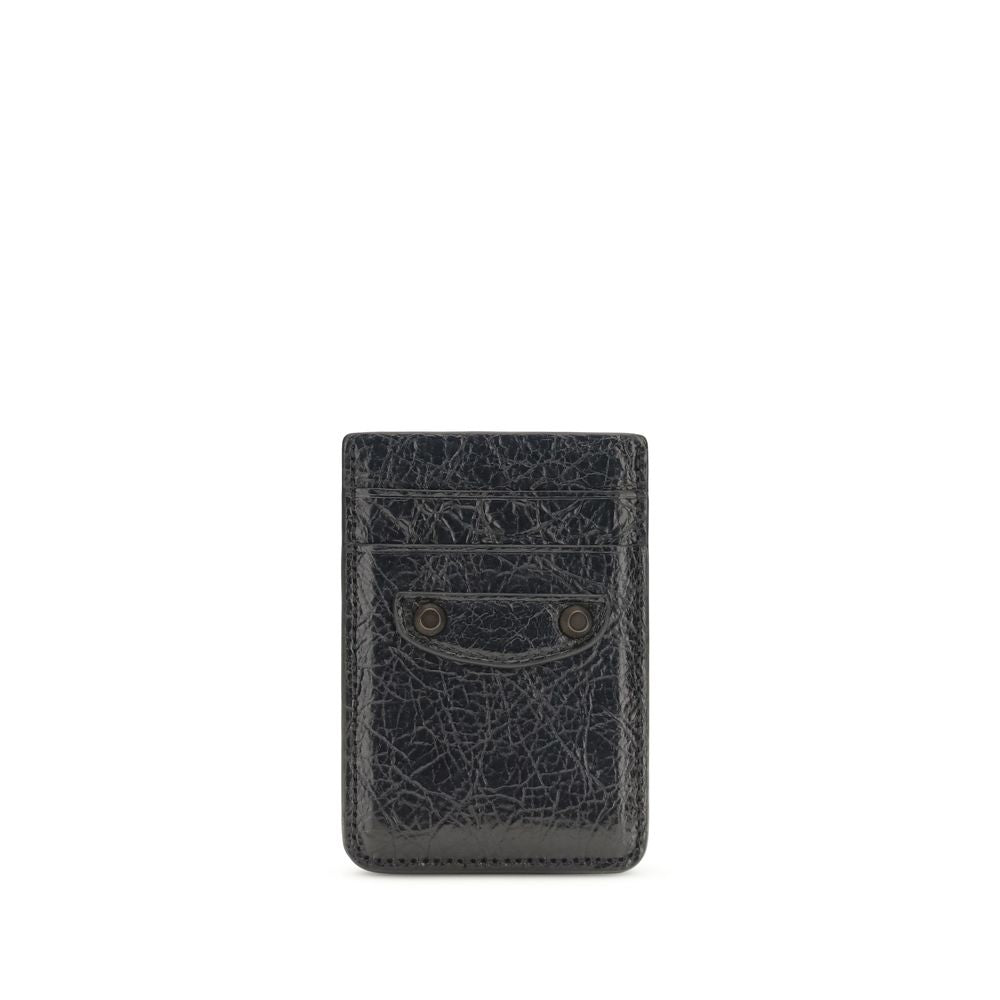 Balenciaga Black Lamb Leather Le City Magnetic Card Holder Wallet