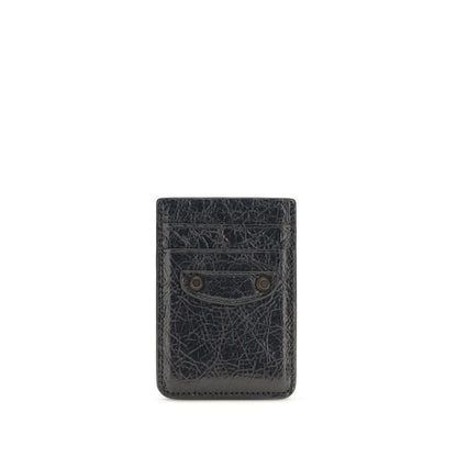 Balenciaga Black Lamb Leather Le City Magnetic Card Holder Wallet