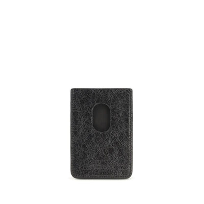 Balenciaga Black Lamb Leather Le City Magnetic Card Holder Wallet
