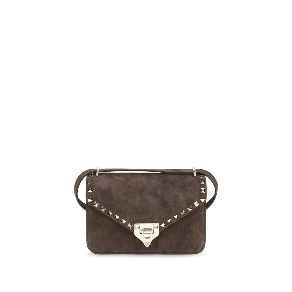Valentino Garavani Brown Suede Leather Rockstud Mini Suede Shoulder Bag