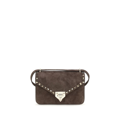 Valentino Garavani Brown Suede Leather Rockstud Mini Suede Shoulder Bag