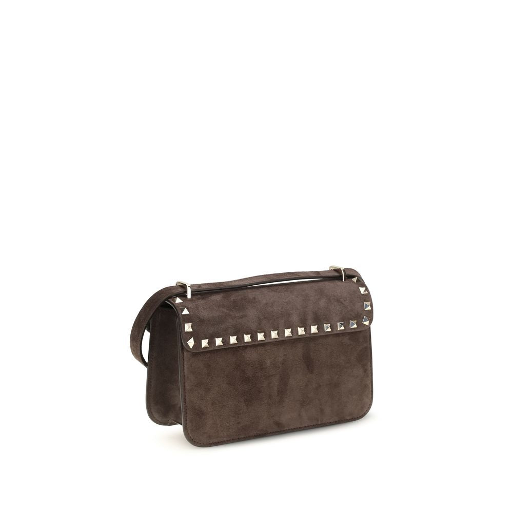 Valentino Garavani Brown Suede Leather Rockstud Mini Suede Shoulder Bag