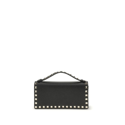 Valentino Garavani Black Leather Rockstud Chain Wallet