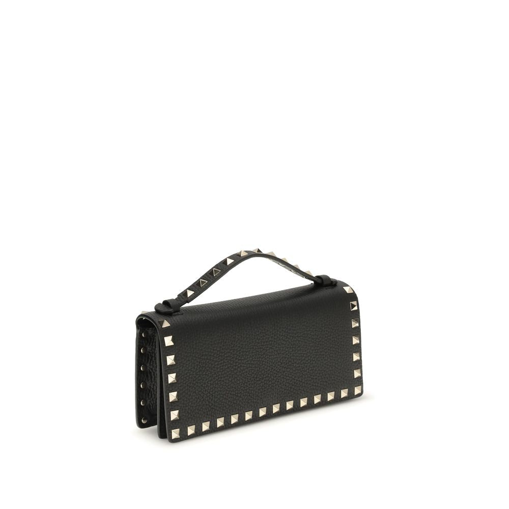 Valentino Garavani Black Leather Rockstud Chain Wallet