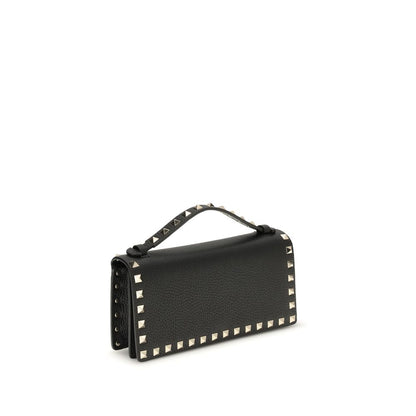 Valentino Garavani Black Leather Rockstud Chain Wallet