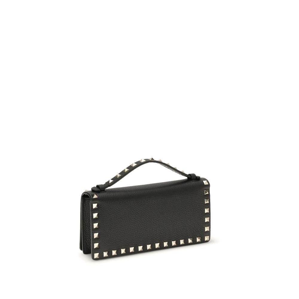 Valentino Garavani Black Leather Rockstud Chain Wallet