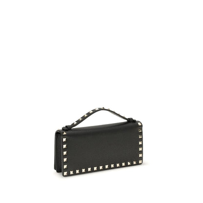 Valentino Garavani Black Leather Rockstud Chain Wallet