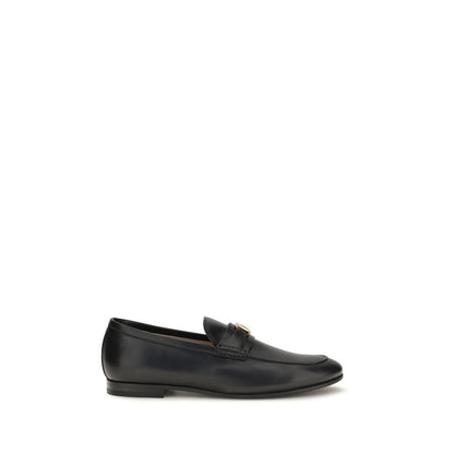 Valentino Garavani Black Calf Leather VLogo Signature Slip-On Loafers