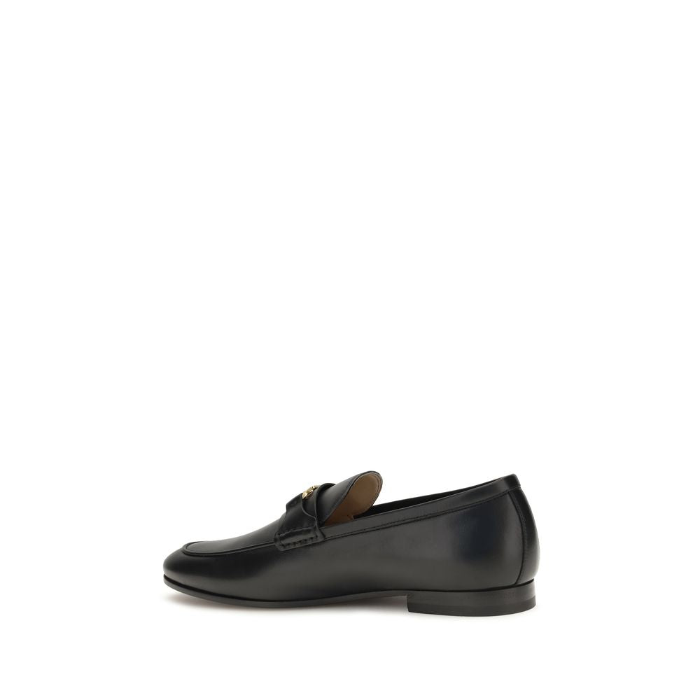 Valentino Garavani Black Calf Leather VLogo Signature Slip-On Loafers