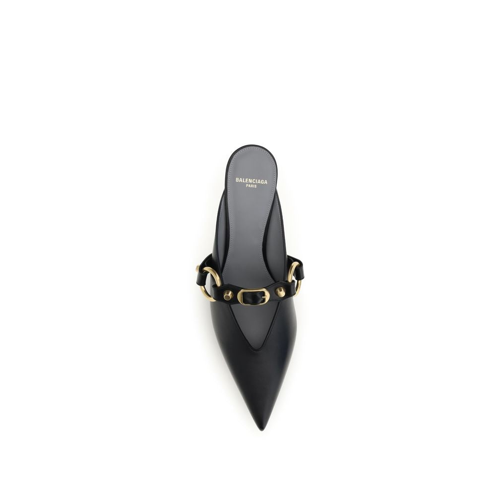 Balenciaga Black Calf Leather City Mules
