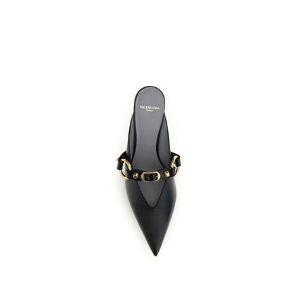 Balenciaga Black Calf Leather City Mules