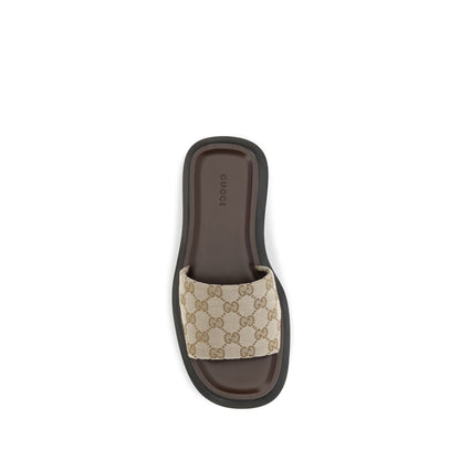 Gucci Beige Flatform Slide Sandals for Women