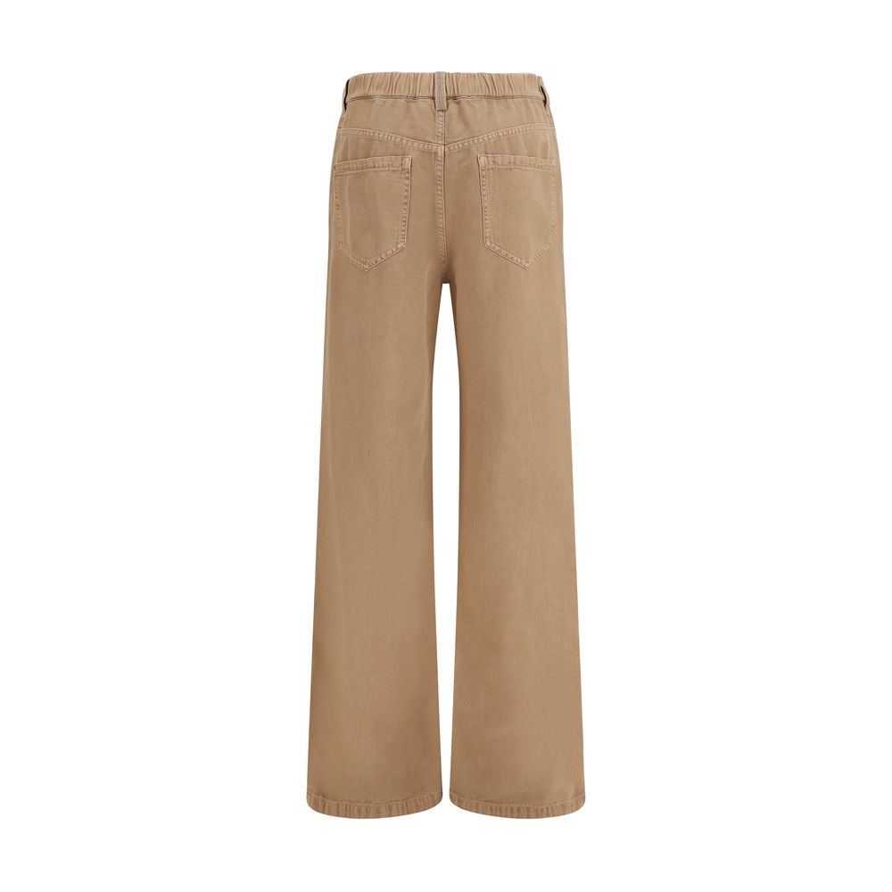 Brunello Cucinelli Beige Cotton Wide-Leg Jeans