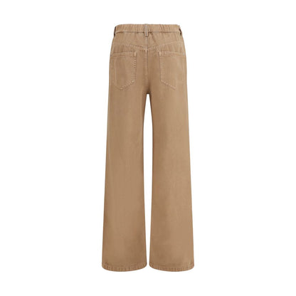 Brunello Cucinelli Beige Cotton Wide-Leg Jeans
