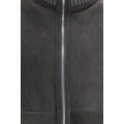 Brunello Cucinelli Gray Wool Cashmere-Trimmed Shearling Blouson Jacket