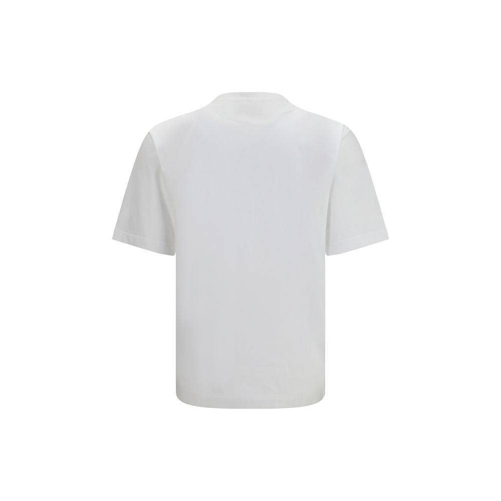 Prada White Cotton Pocket T-Shirt with Logo