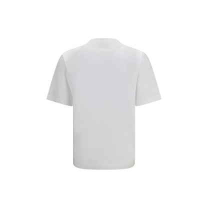 Prada White Cotton Pocket T-Shirt with Logo