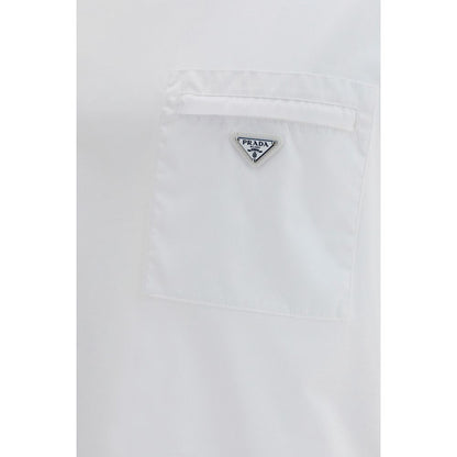 Prada White Cotton Pocket T-Shirt with Logo
