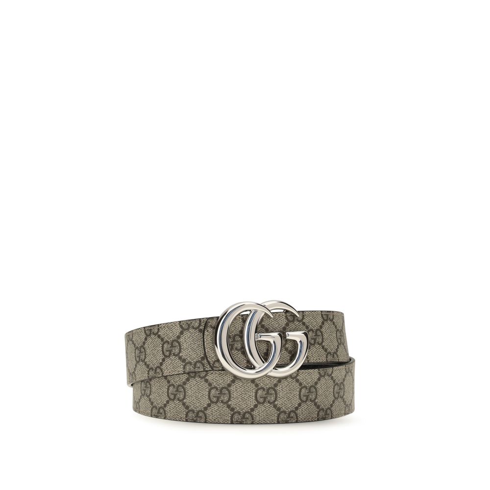 Gucci Beige Calf Leather Reversible GG Marmont Belt
