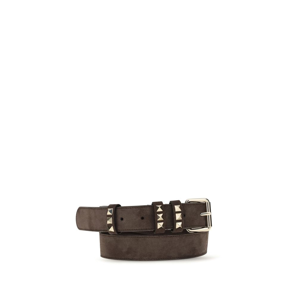 Valentino Garavani Brown Suede Leather Rockstud Belt