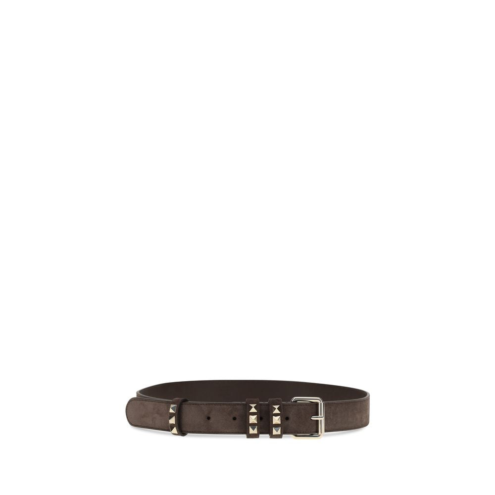 Valentino Garavani Brown Suede Leather Rockstud Belt