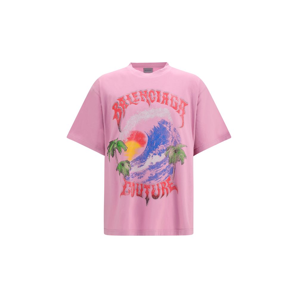 Balenciaga Vintage Surfer Oversized Cotton T-Shirt in Old Pink