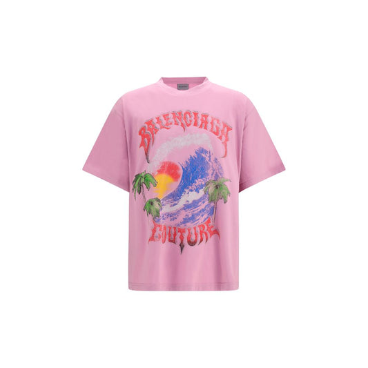 Balenciaga Vintage Surfer Oversized Cotton T-Shirt in Old Pink