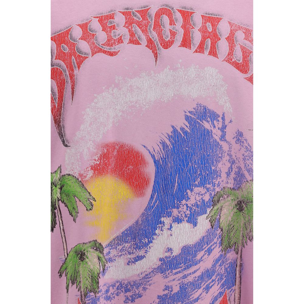 Balenciaga Vintage Surfer Oversized Cotton T-Shirt in Old Pink