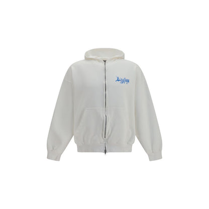 Balenciaga White Cotton Sketchy Zip-up Hoodie