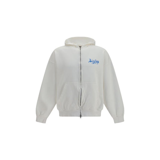 Balenciaga White Cotton Sketchy Zip-up Hoodie
