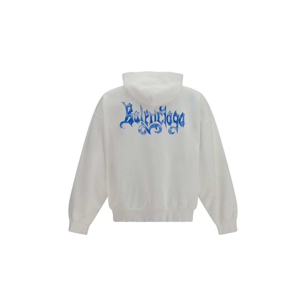 Balenciaga White Cotton Sketchy Zip-up Hoodie