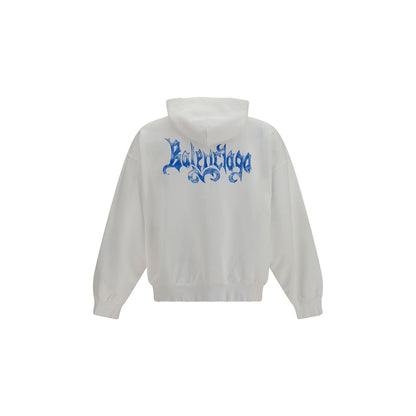 Balenciaga White Cotton Sketchy Zip-up Hoodie