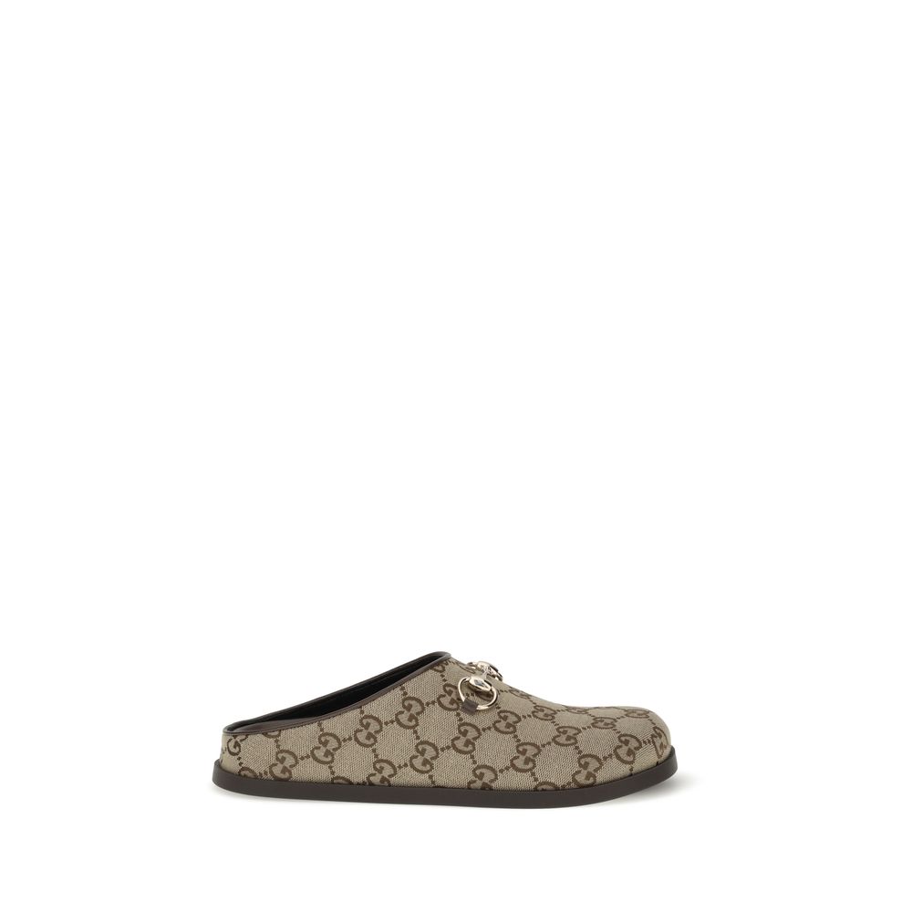 Gucci Camel and Dark Brown GG Canvas Mules for Women