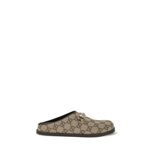 Gucci Camel and Dark Brown GG Canvas Mules for Women