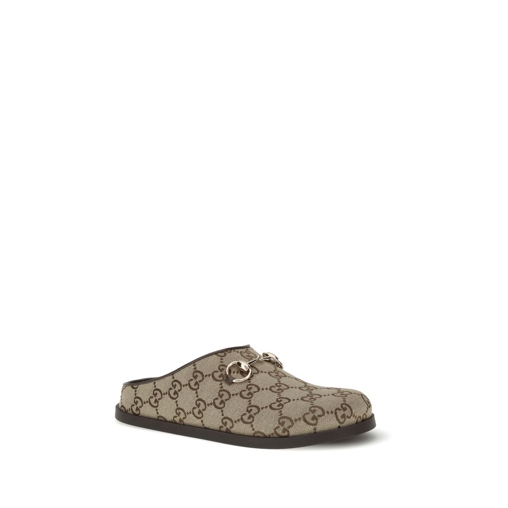 Gucci Camel and Dark Brown GG Canvas Mules for Women
