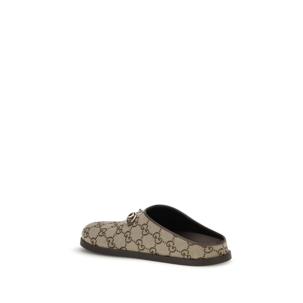 Gucci Camel and Dark Brown GG Canvas Mules for Women